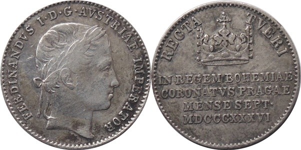 AR Jeton - Sept. 1836
Coronation in Prag 7.9.1836 Av: Bust right Rev:Crown - Ha...