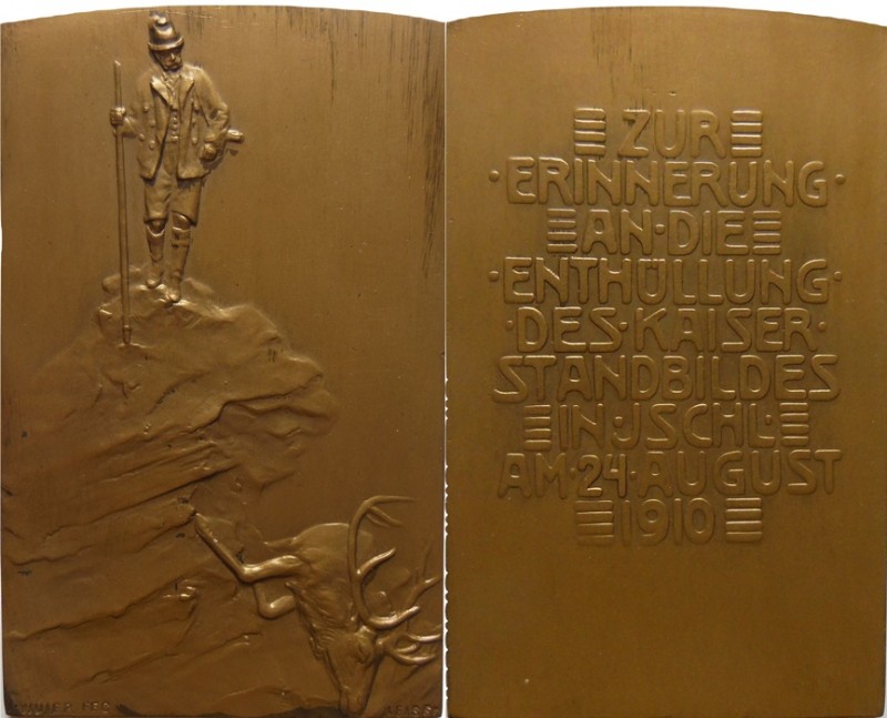 AE Medaille - 1910
Unveiling a statue in Ischel - Av: Caesar on rock, a deer ly...