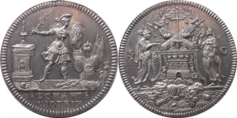 AR Medaille
Alkmaar, after 1693 - Av:Alkmaar on storm bridge with shield and sw...