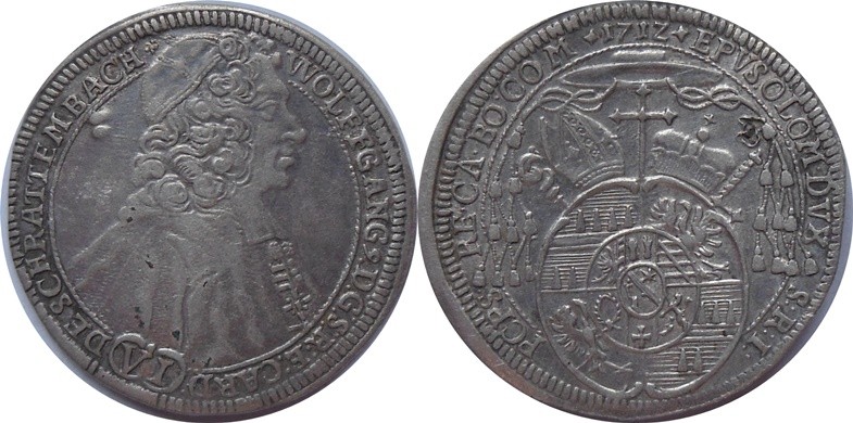 6 kreuzer 1712 =R=
Av: Bust right, Rev: Oval arm, cardinal hat, crown and cross...