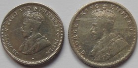 Indie and Ceylon -  both British, , 1/4 Rupie 1918 + 25 Cents 1917