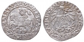 Sigismund II Augustus, Half-groat 1559, Vilnius - L/LITVA
Zygmunt II August, Półgrosz 1559, Wilno - L/LITVA
 Około menniczy egzemplarz, patyna, poły...