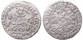 Sigismund II Augustus, Half-groat 1559, Vilnius, L/LITV
Zygmunt II August, Półgrosz 1559, Wilno, L/LITV
 Pięknie zachowany egzemplarz, patyna. Odmia...
