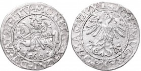 Sigismund II Augustus, Half-groat 1560, Vilnius, L/LITV
Zygmunt II August, Półgrosz 1560, Wilno, L/LITV
 Ładnie zachowany egzemplarz, połysk. Odmian...