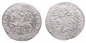 Sigismund II August, Half-groat 1560, Vilnius, LI/LITV
Zygmunt II August, Półgrosz 1560, Wilno, LI/LITV
 Obiegowy, czytelny egzemplarz. Odmiana z ko...