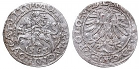 Sigismund II Augustus, Half-groat 1565, Vilnius, L/LITV
Zygmunt II August, Półgrosz 1565, Wilno, L/LITV
 Ładnie, głęboko wybity egzemplarz. Odmiana ...