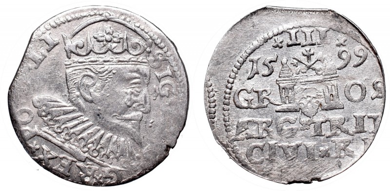 Zygmunt III Waza, Trojak 1599, Ryga
 Ładny egzemplarz. 

Grade: XF 
Referenc...