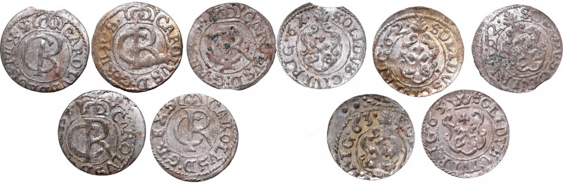 A set of coins from Riga mint from 1661-1663 i 1665
Zestaw szelągów Ryskich z l...