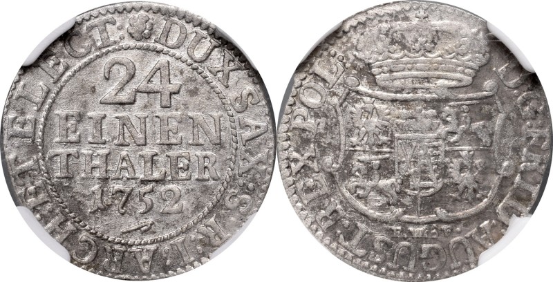 Frederick II August, 1/24 thaler 1752, NGC MS62
August III Sas, 1/24 talara 175...