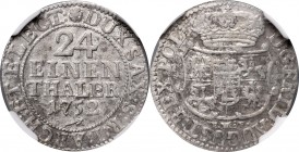 Frederick II August, 1/24 thaler 1752, NGC MS62
August III Sas, 1/24 talara 1752 - NGC MS62
 Piękny, menniczy egzemplarz w delikatnej patynie. Połys...