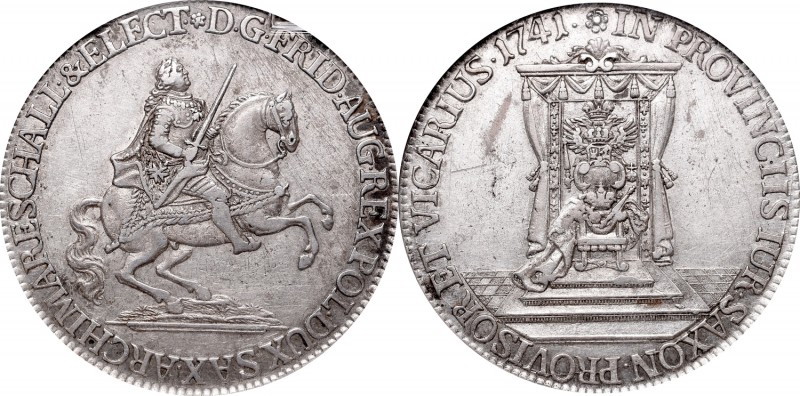 Augustus III, 1/2 thaler 1741, Drezden - GCN AU53
August III, Półtalar wikariac...