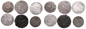 Set of 6 coins Polish royal flush
Zestaw 6 monet Polski Królewskiej
 Wszystkie egzemplarze identyfikowalne. Patyna, nalot. 

Grade: 3 do 3+