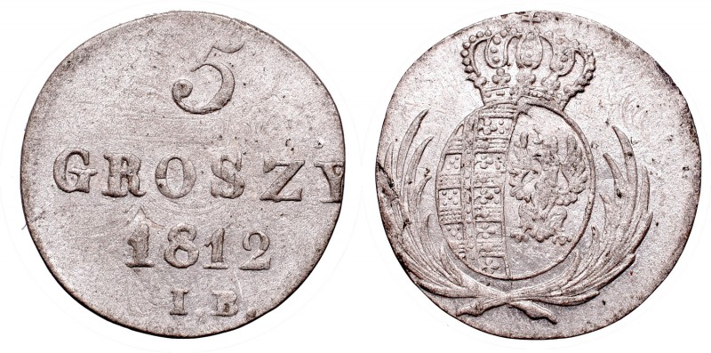 Duchy of Warsaw, 5 groschen 1812
Księstwo Warszawskie, 5 groszy 1812
 Pięknie ...