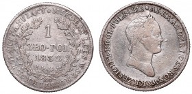Kingdom of Poland, 1 zloty 1832
Królestwo Polskie, 1 złoty 1832
 Ładny, obiegowy egzemplarz, patyna. 

Grade: VF+ 
Reference: Bitkin 1003, Plage ...