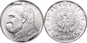 II Republic of Poland, 10 zlotych 1935, Pilsudski
II Rzeczpospolita, 10 złotych 1935 Piłsudski
 Ładny, około menniczy egzemplarz. Dobrze zachowany o...