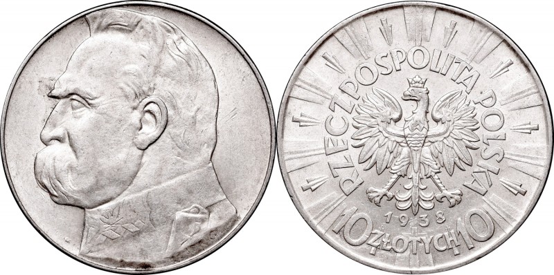 II Republic, 10 zlotych 1938, Pilsudski
II Rzeczpospolita, 10 złotych 1938 Piłs...