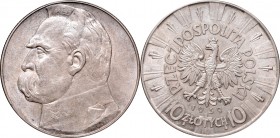II Republic, 10 zlotych 1939, Pilsudski
II Rzeczpospolita, 10 złotych 1939 Piłsudski
 Piękny, menniczy egzemplarz w bardzo ładnej patynie. 

Grade...