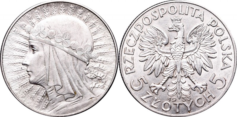 II Republic, 5 zlotych 1933, Women's Head
II Rzeczpospolita, 5 złotych 1933 Gło...