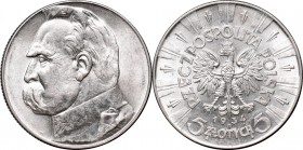 II Republic, 5 zlotych 1934, Pilsudski
II Rzeczpospolita, 5 złotych 1934 Piłsudski
 Piękny, około menniczy stan zachowania. Intensywny połysk na cał...