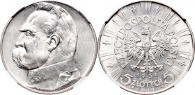 II Republic, 5 zlotych 1936, Pilsudski - NGC MS62
II Rzeczpospolita, 5 złotych 1936 Piłsudski - NGC MS62
 Wspaniały, wyselekcjonowany egzemplarz. In...