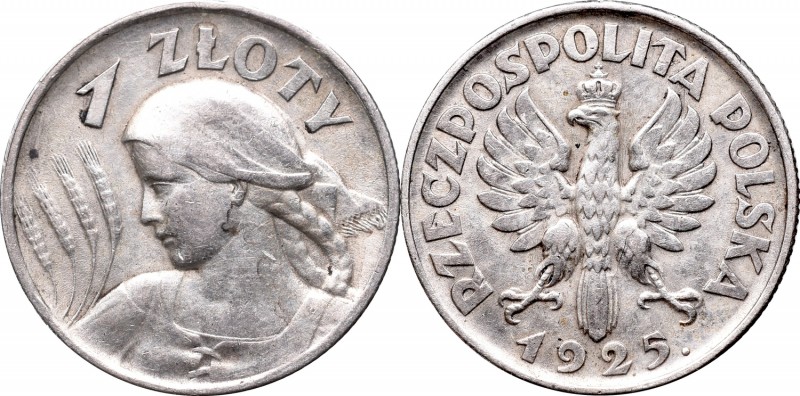 II Republic, 1 zloty 1925, Ears
II Rzeczpospolita, 1 złoty 1925 Kobieta i Kłosy...