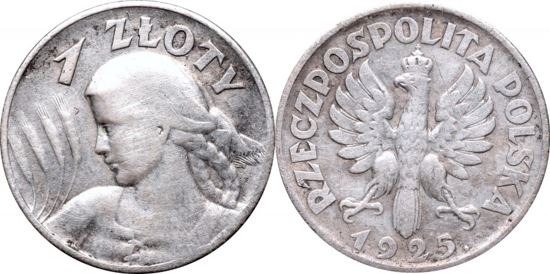II Republic of Poland, 1 zloty 1925
II Rzeczpospolita, 1 złoty 1925 Kobieta kło...