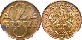 II Republic, 2 groschen 1923 - NGC MS62
II Rzeczpospolita, 2 grosze 1923 - NGC MS62
 Piękny, menniczy egzemplarz z intensywnym połyskiem menniczym. ...