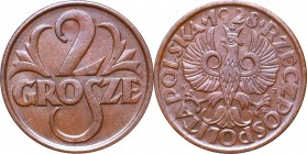 II Republic of Poland, 2 groschen 1928
II Rzeczpospolita, 2 grosze 1928
 Około menniczy egzemplarz z ciekawszego rocznika.


Grade: AU 
 Polen, ...