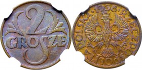 II Republic of Poland, 2 groschen 1936 - NGC MS63 RB
II Rzeczpospolita, 2 grosze 1936 - NGC MS63 RB
 Moneta bardzo rzadka w takim stanie zachowania ...