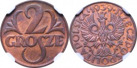 II Republic, 2 groschen 1939 - NGC MS63 BN
II Rzeczpospolita, 2 grosze 1939 - NGC MS63 BN
 Ładny, menniczy egzemplarz w delikatnej patynie. 

Grad...