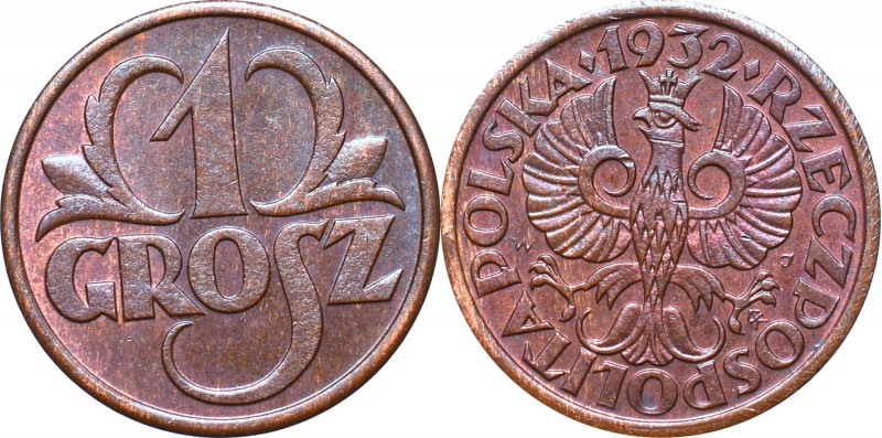 II Republic of Poland, 1 groschen 1932
II Rzeczpospolita, 1 grosz 1932
 Rzadsz...