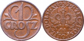II Republic of Poland, 1 groschen 1932
II Rzeczpospolita, 1 grosz 1932
 Rzadszy rocznik w ładnym stanie zachowania. 


Grade: XF/XF+ 
Reference:...