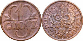 II Republic, 1 groschen 1936
II Rzeczpospolita, 1 grosz 1936
 Piękny, około menniczy egzemplarz. 

Grade: AU 
 Polen, Poland