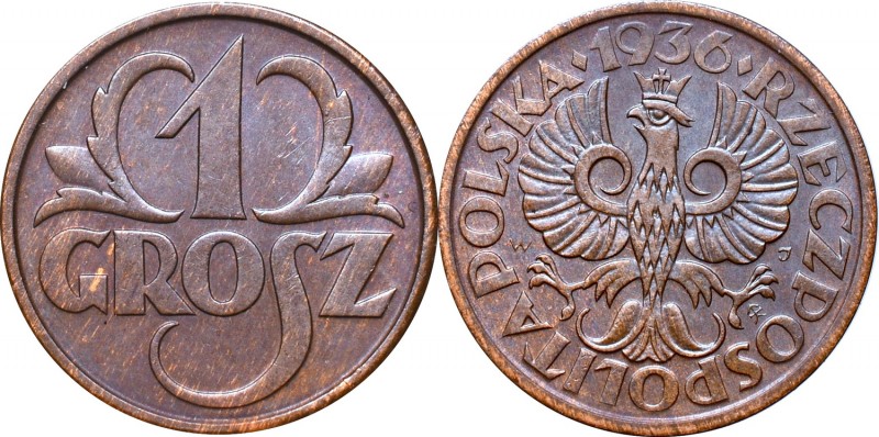 II Republic, 1 groschen 1936
II Rzeczpospolita, 1 grosz 1936
 Piękny, menniczy...