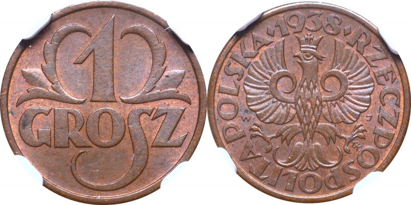 II Republic, 1 groschen 1938 - NGC MS63 BN
II Rzeczpospolita, 1 grosz 1938 - NG...