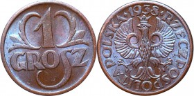 II Republic of Poland, 1 groschen 1938
II Rzeczpospolita, 1 grosz 1938
 Menniczy egzemplarz.


Grade: UNC 
 Polen, Poland