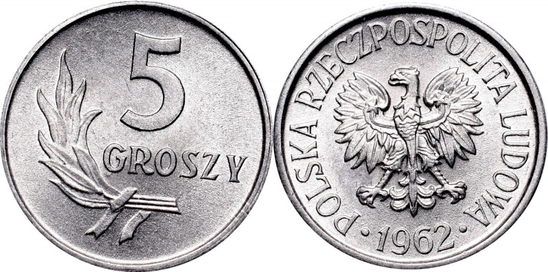 PRL, 5 groschen 1962
PRL, 5 groszy 1962
 Piękny, menniczy, wyselekcjonowany eg...