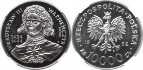 III RP, 10000 zł 1992, Wladislaw III Warneńczyk, trial coin, NGC PF69 ULTRA CAMEO
III RP, 10000 zł 1992, Władysław III Warneńczyk, próba - NGC PF69 U...
