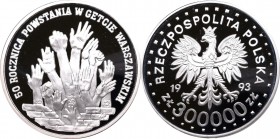III RP, 300 000 zł, 50th Anniversary of the Warsaw Ghetto Uprising
III RP, 300 000 zł, 50 Rocznica Powstania W Getcie Warszawskim
 Srebro .999, waga...