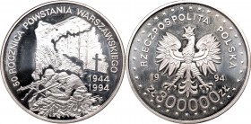 III RP, 300 000 zł, 50th Anniversary of the Warsaw Uprising
III RP, 300 000 zł, 50 Rocznica Powstania Warszawskiego
 Patyna, pojedyncze mikroryski. ...