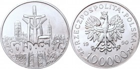 III Republic of Poland, 100000 zloty 1990 Solidarity
III RP, 100000 złotych 1990 Solidarność
 Piękny, okołomenniczy egzemplarz monety 1 uncjowej. Ty...
