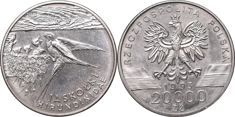 III RP, 20.000 zl 1993, Swallows
III RP, 20.000 zł 1993, Jaskółki
 Ładny, menn...