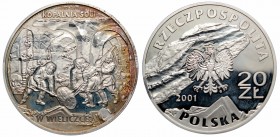 III RP, 20 złotych 2001 Kopalnia soli w Wieliczce
 Patyna, nalot, odciski palców. 

Grade: Proof- 
 Polen, Poland