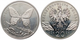 III RP, 20 złotych 2001 Paź królowej
 Patyna, nalot, odciski palców. Kapsel pęknięty. 

Grade: Proof- 
 Polen, Poland