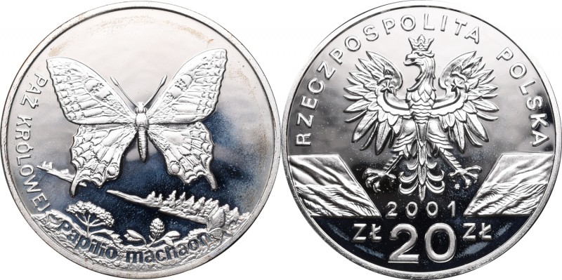 III RP, 20 zlotych 2001, Swallowtail butterfly
III RP, 20 złotych 2001, Paź Kró...