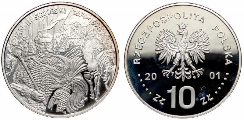 III RP, 10 złotych 2001 Jan III Sobieski
 Odciski palców. 

Grade: Proof-/Pro...