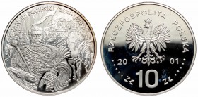 III RP, 10 złotych 2001 Jan III Sobieski
 Odciski palców. 

Grade: Proof-/Proof 
 Polen, Poland