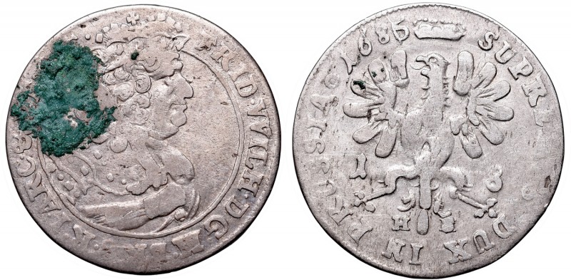 Prussia, Frideric, 18 groschen 1685/6, Konigsberg
Prusy, Fryderyk, Ort 1685/6?,...