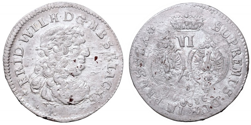 Germany, Friedrich Wilhelm, 6 groschen, 1686 BA, Konigsberg
Prusy, Fryderyk Wil...