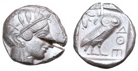 Greece, Attica, Athens, Tetradrachm c.440-404 BC
Grecja, Attyka, Ateny, Tetradrachma c. 440-404 pne
 Jedna z najbardziej charakterystycznych monet a...